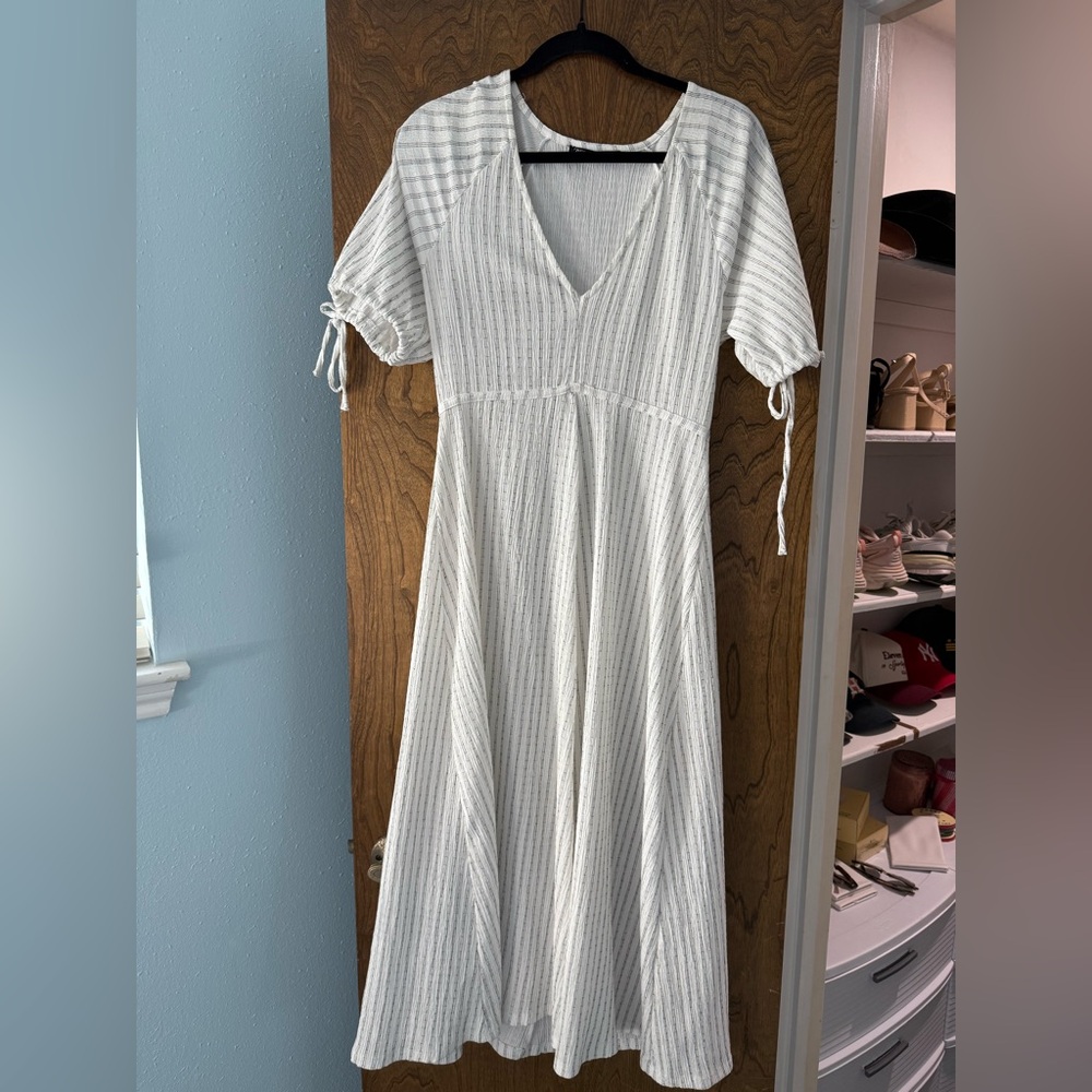 Zara White Striped Maxi Dress